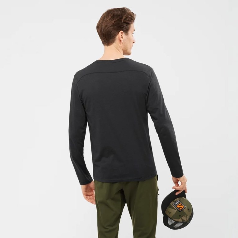 Black Salomon Essential Long Sleeve Men's T-Shirts | IE GA7492